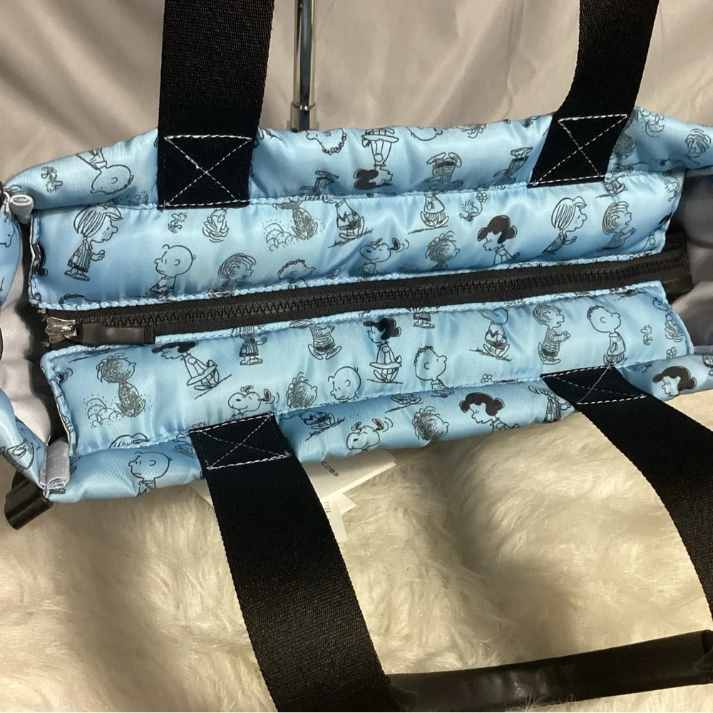 Marc Jacob’s x Peanuts Snoopy Character Printed Blue Nylon Puffy Tote NWOT - Picture 11 of 14